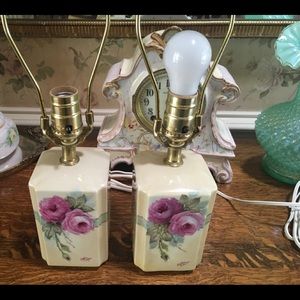 Pair of hand painted lamps.